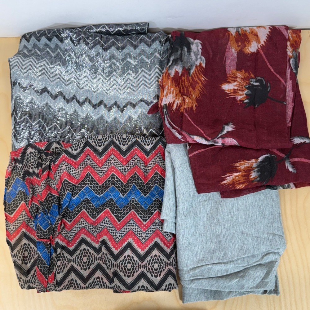 Womens Scarf Lot Grey Floral Print Infinity Scarves Cachet Viscose
